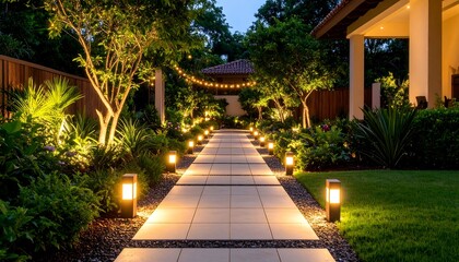 Elegant evening garden path