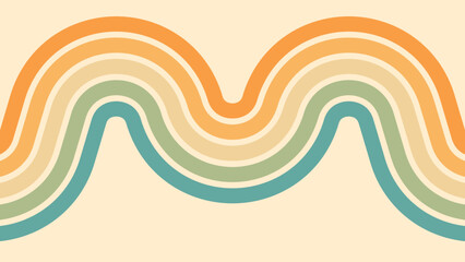 Abstract background of rainbow groovy Wavy Line design in 1970s Hippie Retro style. Vector pattern ready to use for cloth, textile, wrap and other.