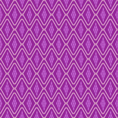 ​Four vibrant images of Thai or Southeast Asian ikat-style textile patterns featuring various repeating geometric designs like diamonds and small floral motifs on a purple background.