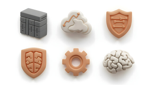 Isolated 3D render of a set of different metal shapes object collection