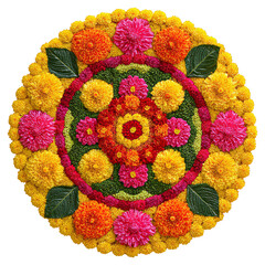 Colorful Flower Mandala Arrangement with Pink and Yellow Blooms for Celebrations