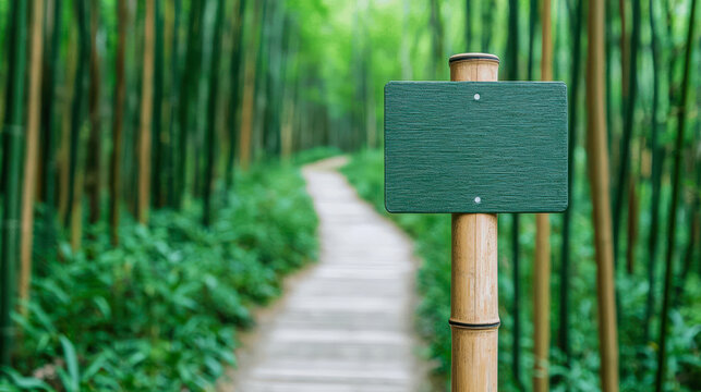environmental conservation with forest preservation and eco-friendly practices. Bamboo signage marking forest protection zones and no-trace practices