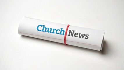 Church News Updates and Announcements in a Rolled White Newsletter