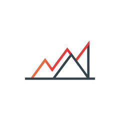 Obraz premium Abstract Line Graph with Red and Orange Peaks on White Background Keywords: graph, chart, data, analysis, statistics, finance, business, growth