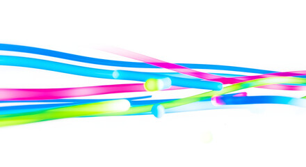 Abstract Colorful Light Streaks on White Background, Dynamic Motion and Energy