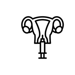 Uterus Outline With Syringe Symbolizing Fertility Treatment and Maternity Care With Transparent Background