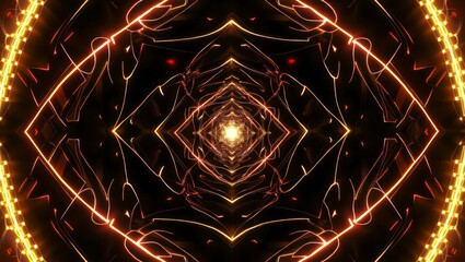 Abstract Neon Tunnel With Golden Light image