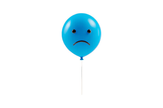 blue monday, ballon with a sad face isolated png on transparent background