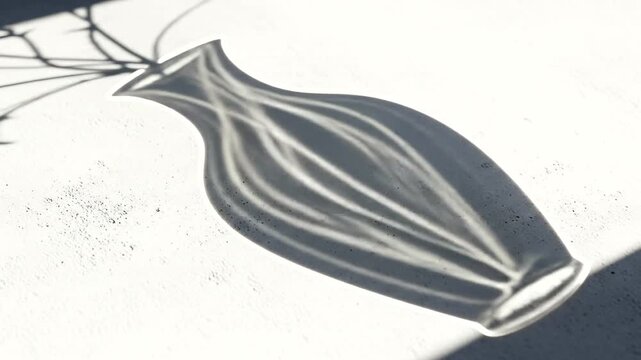 Elegant vase casting intricate shadows on a textured surface with soft natural light