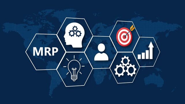 MRP Business Management Concept with Global Network and Icons material requirements planning