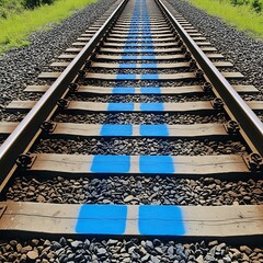 Railway Tracks with Blue Paint - A Journey of Connection.