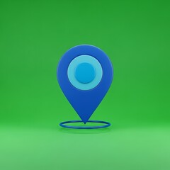 Blue Location Pin on Green Background - Precise Navigation and Mapping.