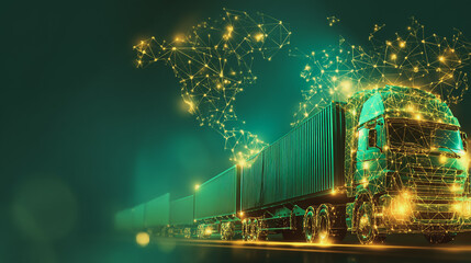 Fototapeta premium Smart Innovation connection cyber security Container truck in ship port for business Logistics transportation of Container Cargo ship Cargo plane with working crane bridge in shipyard at Twilight