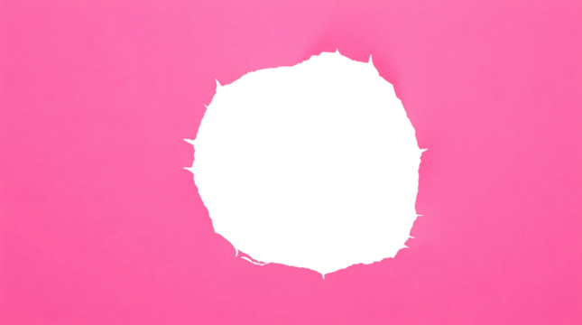 Ripped transparent hole in pink paper