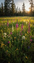 Obraz premium A vibrant, untouched expanse of diverse flora, showcasing the serene beauty and rich biodiversity of Earth's natural plant life ,forest ,lush ,vitality