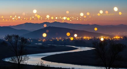 sunset over the river