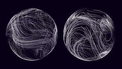 Abstract 3D Sphere of Dots and Lines. Hi-Tech Orb HUD Design Element. Global Network Connection. Abstract Globe Grid. Science and Technology Vector Illustration. © ec0de