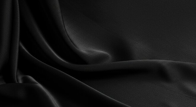Elegant black fabric draped simply, conveying understated sophistication and timeless style in a minimalist setting ,design ,mystery ,subtle