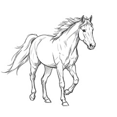 Fototapeta premium Elegant hand-drawn horse sketch with flowing lines, capturing natural grace and artistic simplicity in a beautiful illustration ,design ,conceptual ,monochrome