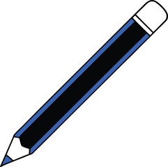   blue pencil sharpened tip with eraser on white b.eps