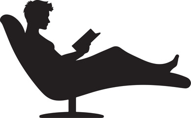 Silhouette of person reading a book in a lounge chair