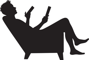 Silhouette of person reading on lounge chair book