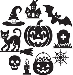 Spooky Halloween icons for festive decorations
