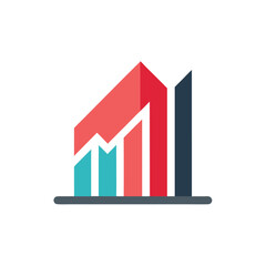 Red and Teal Bar Graph with Upward Trend on White Background chart bar chart