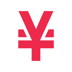 Obraz premium Red Japanese Yen Currency Symbol on White Background Keywords: yen, currency, money, finance, japan, japanese, symbol, icon, cash, economy