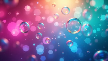 Colorful floating bubbles with bokeh background soap bubble