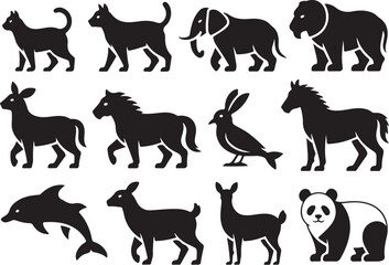Animals silhouettes collection for graphic design