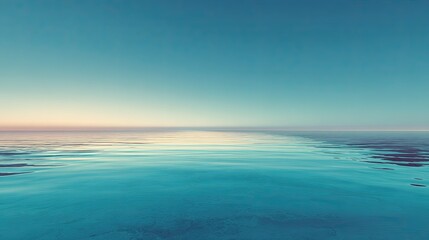 Obraz premium Serene Ocean Landscape at Dusk with Calm Waters and Soft Gradient Sky Colors in Tranquil Coastal Environment