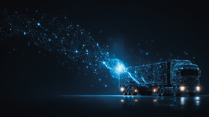 Fototapeta premium Smart Innovation connection cyber security Container truck in ship port for business Logistics transportation of Container Cargo ship Cargo plane with working crane bridge in shipyard at Twilight