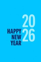 Vibrant happy new year 2026 design, featuring bold typography and a modern color palette on a bright blue background