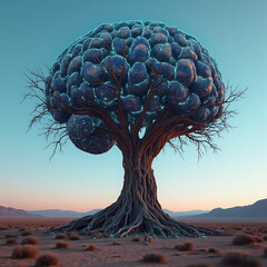 Surreal desert landscape tree