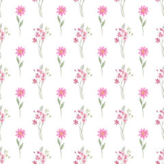 Seamless pattern, floral minimalist background with watercolor flowers. Repeat fabric wallpaper print texture. Perfectly for wrapped paper, backdrop.