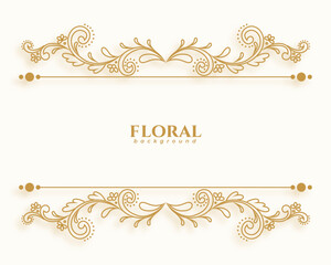 decorative golden floral border frame background with blank space