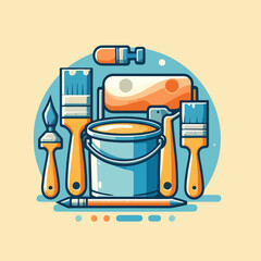 Illustration of tools for painting