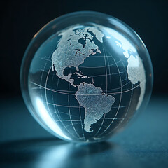Crystal globe world map view