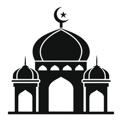 Simple black and white illustration of an islamic mosque building design