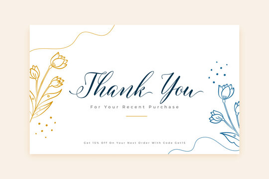 trendy thankyou for your order template with botanical leaf decor