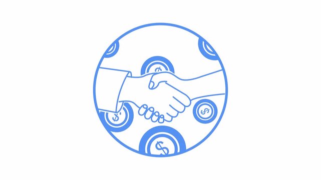 Business Partnership and Referral Program Animation. Looping Icon for B2B Agreement and Collaboration. Transparent Background. Alpha channel. 4k