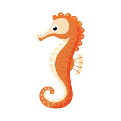 Obraz premium An adorable cartoon seahorse illustration with orange and cream coloration