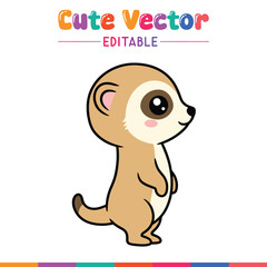 Adorable meerkat standing cute cartoon animal art