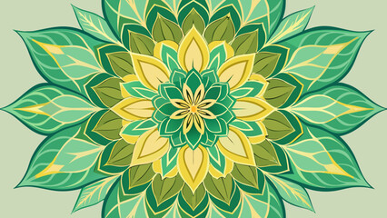 Green and yellow floral pattern with leaf petal design