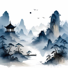 winter landscape with mountains