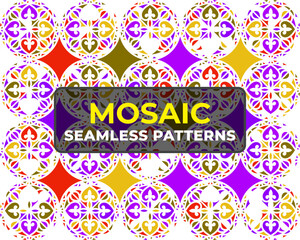Colorful Seamless Pattern Collection with Creative 90s Retro Background Design