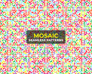 Trendy Seamless Pattern Collection with Colorful Abstract Vector Background