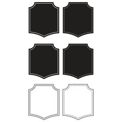 vintage frame shapes, retro outline badge, ornate geometric borders, empty tag design graphics, shield elegant royal crest emblem, retro sticker. Vector set

