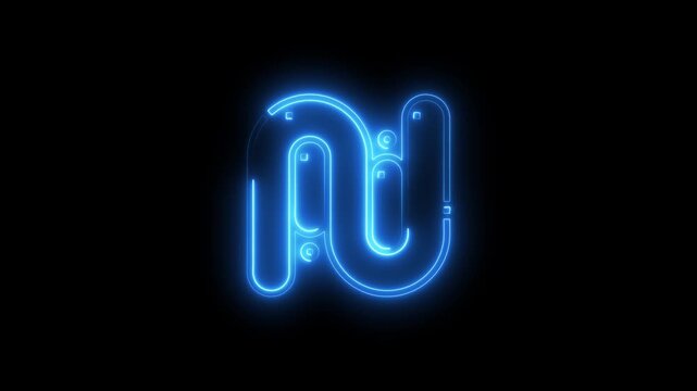 Blue Neon AI Logo Symbol Glowing on Black Background artificial intelligence